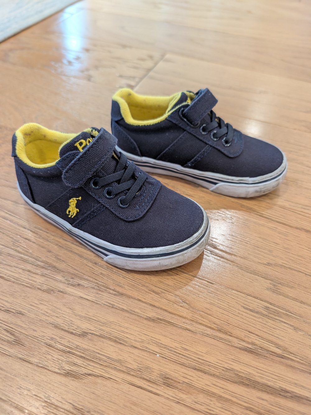 Polo by Ralph Lauren Kids Navy Canvas Sneakers with Yellow Logo